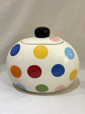 Coton Color Lidded Jar Multicolor Polka Dots Cookie Jar with Velcro for Mini
